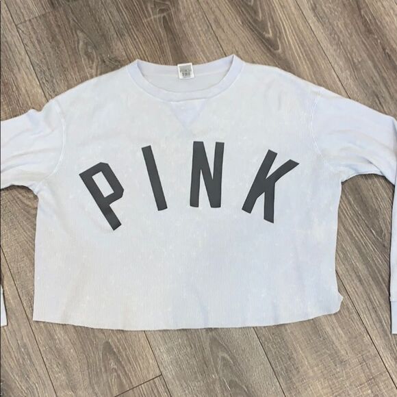 PINK waffle long sleeve top - Picture 2 of 3